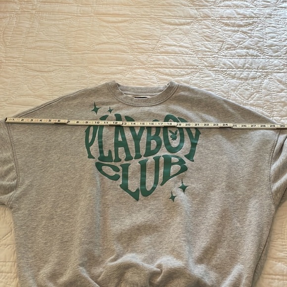 PacSun Playboy Club Crew Neck Sweatshirt Medium Grey Groovy Retro VTG look font - Picture 7 of 8